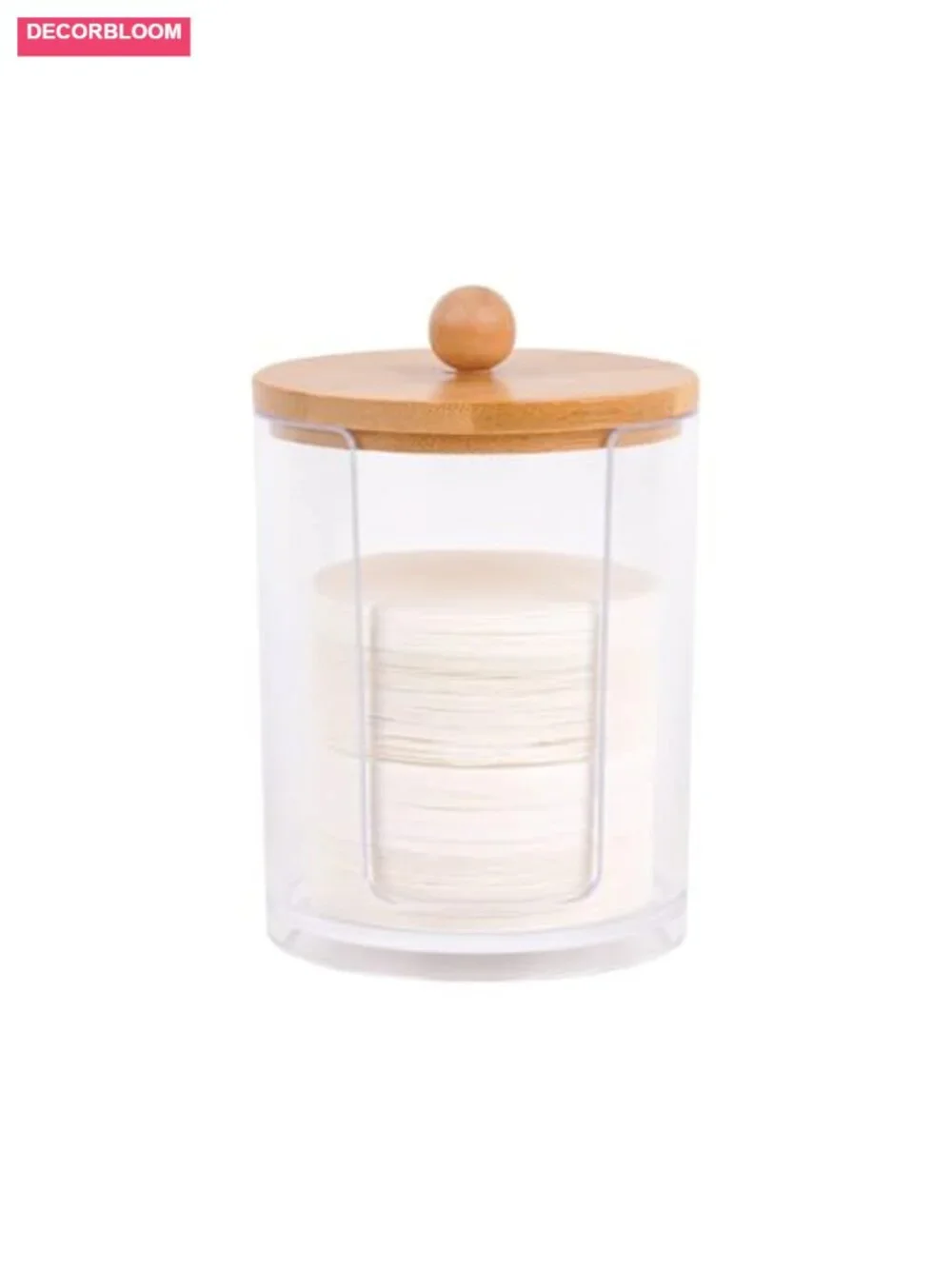 Coffee Filter Holder with 500 Disposable Filters, Wooden Lid, Clear Acrylic